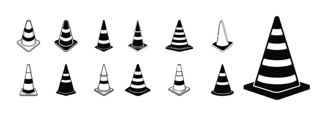 Fototapeta premium traffic cone icon, traffic cone silhouette vector.