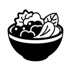 salad bowl icon, salad bowl silhouette vector illustration-simple silhouette illustration of salad bowl, perfect for salad bowl logos and icons