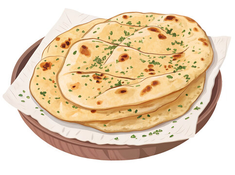 stacked naan bread on plate, food art clip art preview