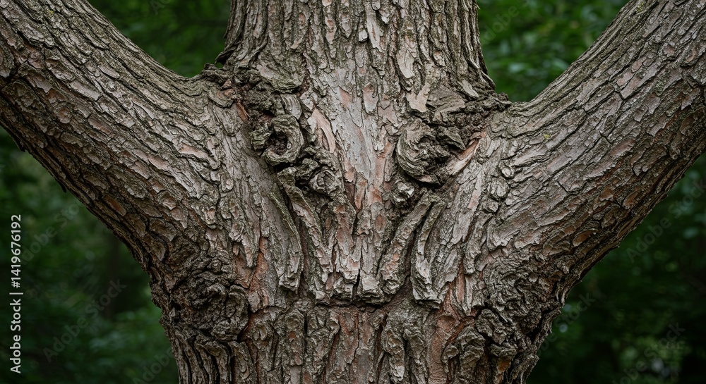 Poster A tree trunk with a face carved into it