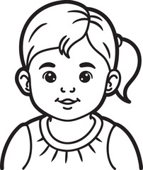 baby girl line art vector on white background