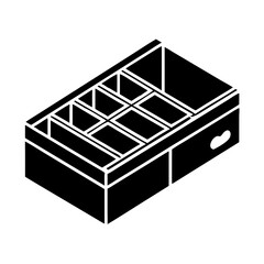 desk drawer organizer icon, desk drawer organizer silhouette vector illustration-simple silhouette illustration of desk drawer organizer, perfect for desk drawer organizer logos and icons