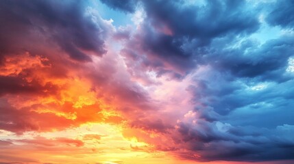 Fototapeta premium Fiery Sunset Sky with Dramatic Cloudscape