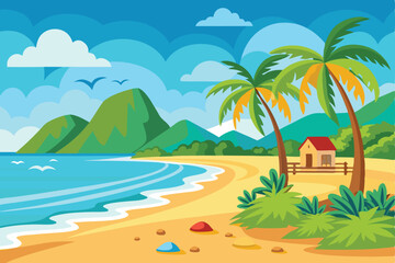Obraz premium Sunset Beach Vector Design