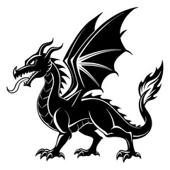 Download Fire Breathing Dragon Silhouette Vector Illustration Eps File For Design.