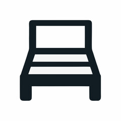 Black bed vector, simple furniture icon