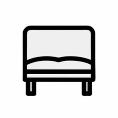 Black bed vector, simple furniture icon