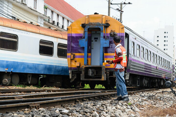 Controlling the locomotive for switching the railway