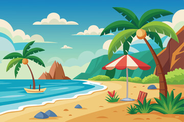 Fototapeta premium Summer Beach Vector Illustration