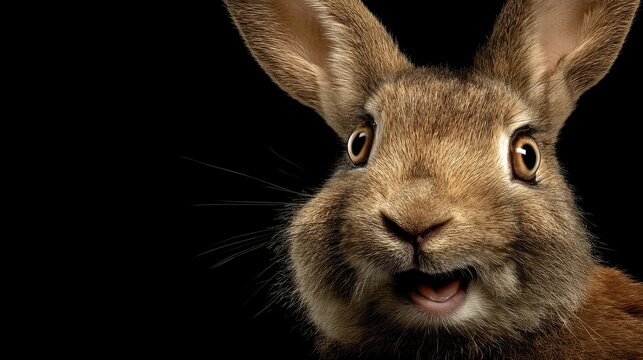 Adorable closeup, exploring the gentle expression of a rabbit's face in exquisite detail