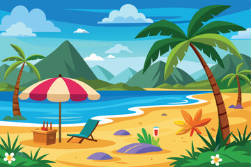 Obraz premium Summer Beach Vector Illustration