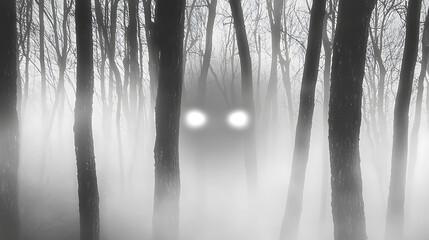 Fototapeta premium A forest with fog and trees