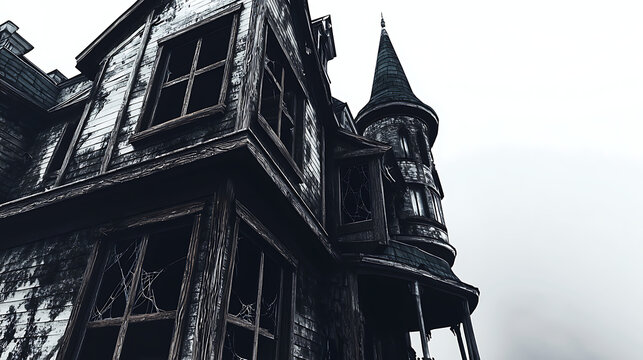 Fototapeta A large, old house with a steeple