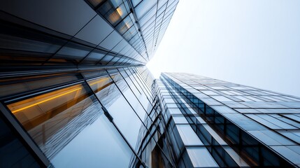 Obraz premium Modern skyscrapers reaching towards the sky.