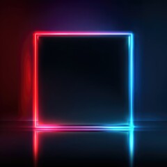 Neon Square Frame: Vibrant Red and Blue Glowing Abstract