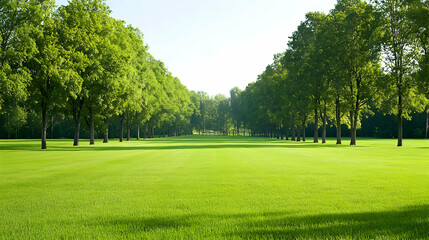 Obraz premium Green Trees And Grassy Field Pathway