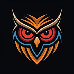 Colorful Owl Face Illustration with Modern Tribal Style