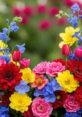 Vibrant Colorful Flower Arrangement with Roses and Tulips