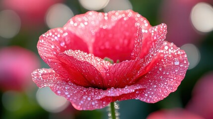 Dew-kissed poppy in vibrant pink