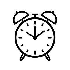 Outline Alarm Clock – Flat Design Time Icon for Schedule and Productivity