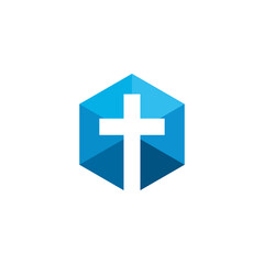 Hexagon Cross Logo design vector template isolated on white background