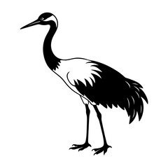 Obraz premium Download American Whooping Crane Silhouette Vector Illustration White Background Svg File For Design.