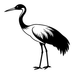 Download American Whooping Crane Silhouette  Vector Illustration White Background Svg File For Design.