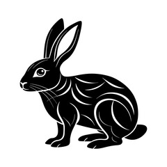 Obraz premium Download Jack Rabbit Silhouette Vector Illustration White Background Svg File For Design.