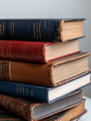 Naklejka premium Antique Book Stack, Classic Literature, Old World Knowledge, Aged Collection