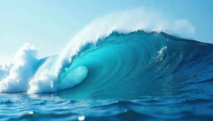 Dynamic blue and teal wave forms, abstract ocean energy , fluid, marine, energy