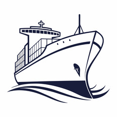 Fototapeta premium Cargo and ship vector illustration