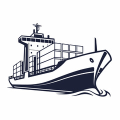 Fototapeta premium Cargo and ship vector illustration