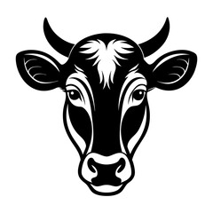 Download Cow Face Silhouette  Vector Illustration White Background Svg File For Design.