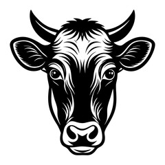 Download Cow Face Silhouette  Vector Illustration White Background Svg File For Design.