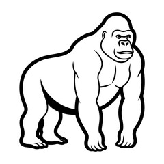 Download Gorilla Vector Art Silhouette  Vector Illustration White Background Svg File For Design.