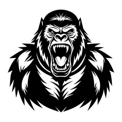 Fototapeta premium Download Gorilla Vector Art Silhouette Vector Illustration White Background Svg File For Design.