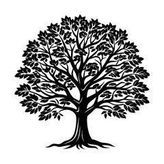 Fototapeta premium Download Tree Vector Art Silhouette Vector Illustration White Background Svg File For Design.