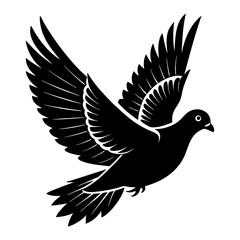 Download Pigeon Flying Vector Art Silhouette  Vector Illustration White Background Svg File For Design.