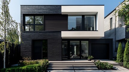 Modern Architectural Design of Minimalist House with Clean Lines and Sleek Facade Aesthetic