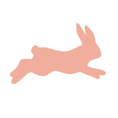 Silhouette illustration set of pink rabbits in various poses