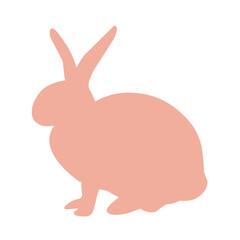 Silhouette illustration set of pink rabbits in various poses