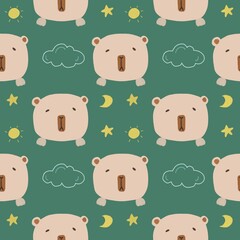 seamless pattern with funny pigs