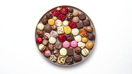 A plate of assorted chocolates