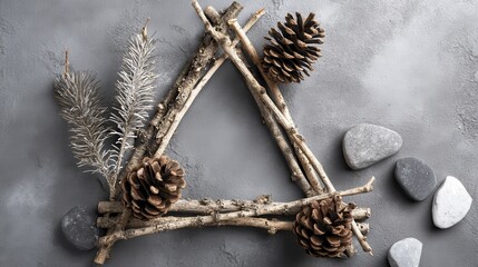 Naklejka premium Rustic wooden ornament frame, adding warmth to your projects - seasonal spring supplies