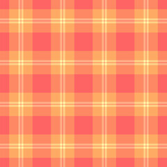 India texture tartan vector, path background fabric seamless. Yard plaid check pattern textile in red and orange colors.