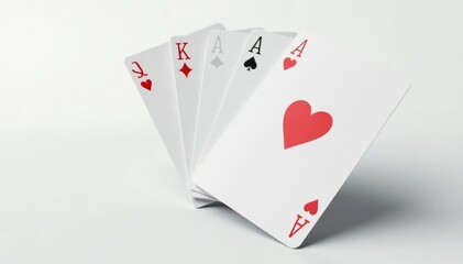 Obraz premium Close-up of a flipped playing card, white background , hearts, gambling