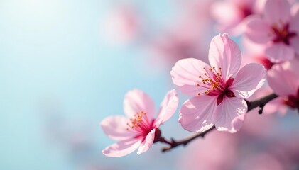 Obraz premium Delicate pink sakura blossoms, full bloom, soft petals , flower, flower pattern