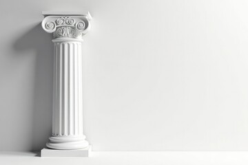 Obraz premium Elegant Roman column against stark white backdrop, vintage, architecture