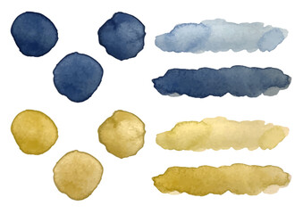 水彩の見出し素材イラストセット（紺・金色） © kobako