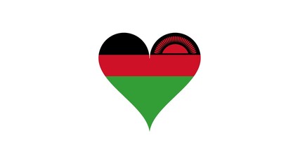 Malawi national flag isolated on white background. Officially the Republic of Malawi, is a landlocked country in Southeastern Africa.